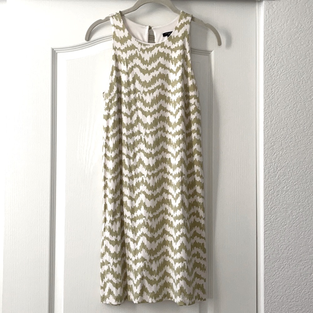 Ann Taylor Green & Ivory Sleeveless Shift dress